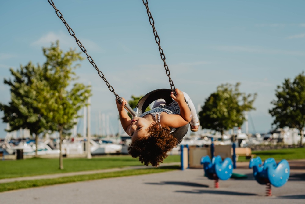 Child on a swingset